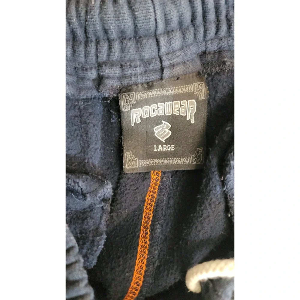 Rocawear Lounge Pants Men's Large Blue Orange Stripe Embroidered Logo Activewear